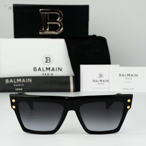Balmain Men Sunglasses Black Gold Grey Cat Eye B-V BPS-121A-54 BRAND NEW